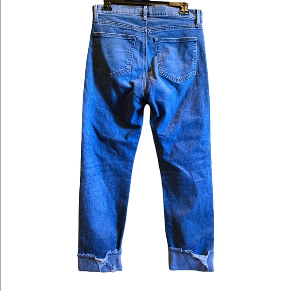 LOFT Women Jeans High Waist Straight Crop Raw Hem Denim, Size 29 / 8P - Picture 4 of 7
